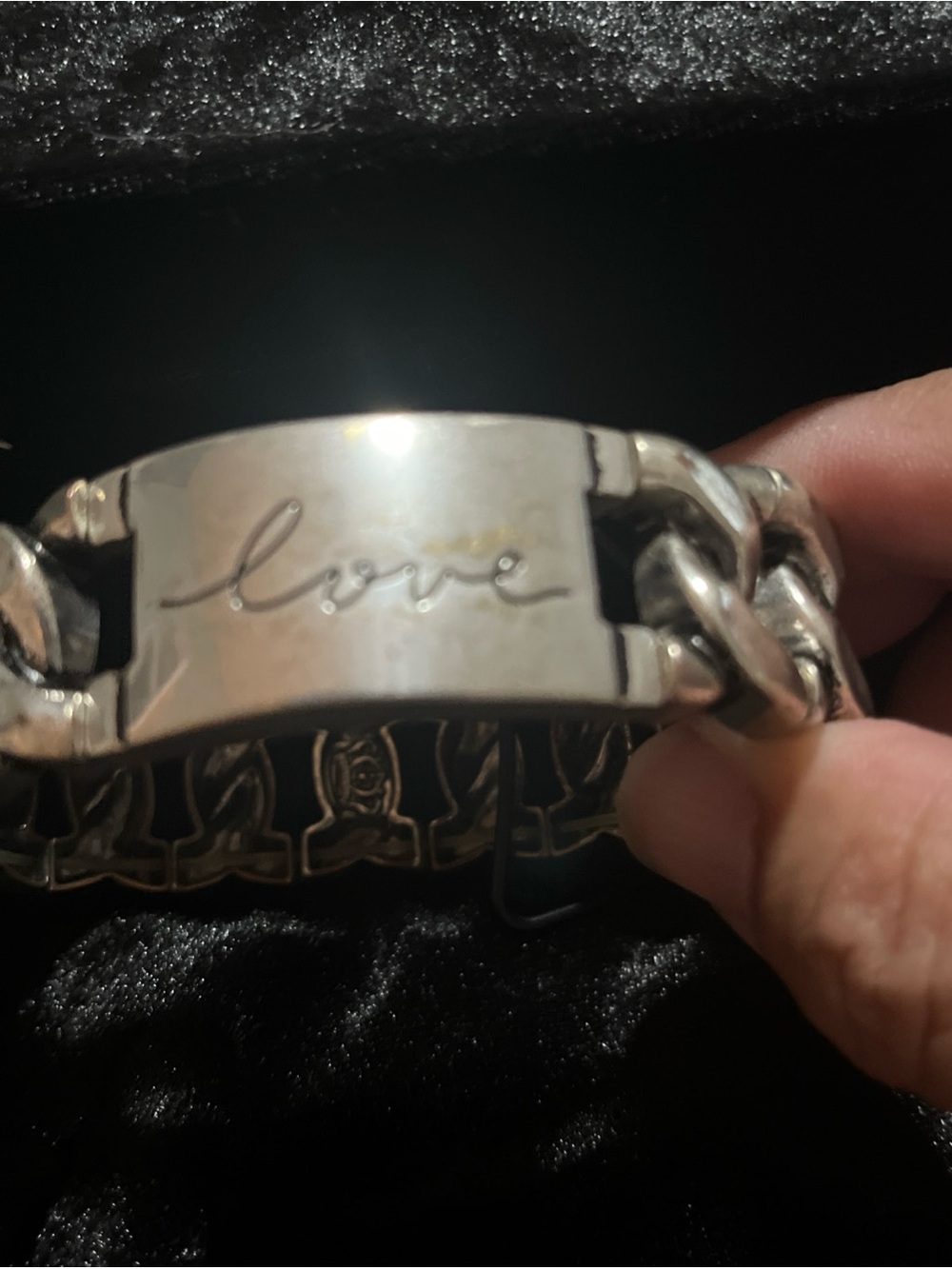 Premier Designs Silver Tone "Faith Hope Love" 1 Cor 13:13 ID Link Bracelet